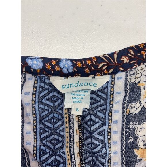 Sundance Boho Tunic Dress Long Sleeve Blue Floral Womens Size S Flowy - Picture 5 of 12